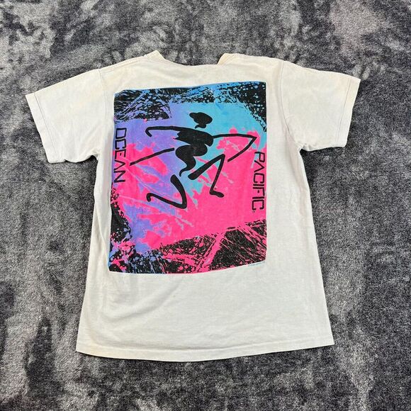 Vtg 90's Ocean Pacific Surf T-Shirt Single Stitch Gray Multicolor Men's S *Read - Picture 1 of 16